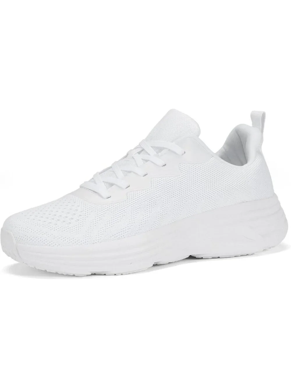 Men's White Running Shoes Lightweight Breathable Walking Shoes Non Slip Sneakers
